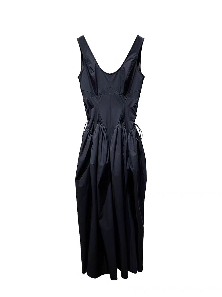 Black Drawstring Tank Maxi Dress