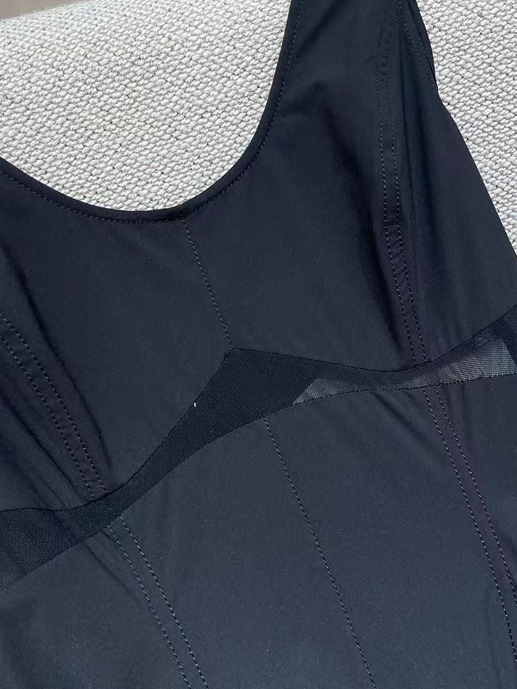 Black Drawstring Tank Maxi Dress