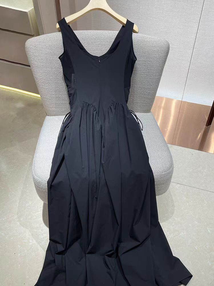 Black Drawstring Tank Maxi Dress