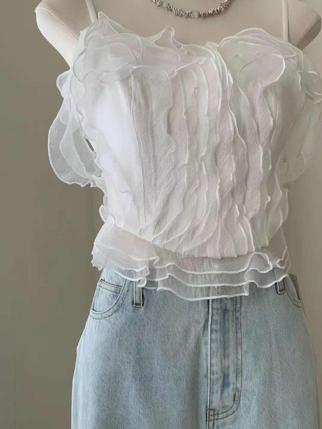 White Ruffle Top