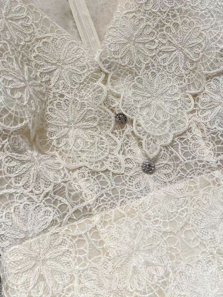 Women's V-Neck Lace Embroidery Dress