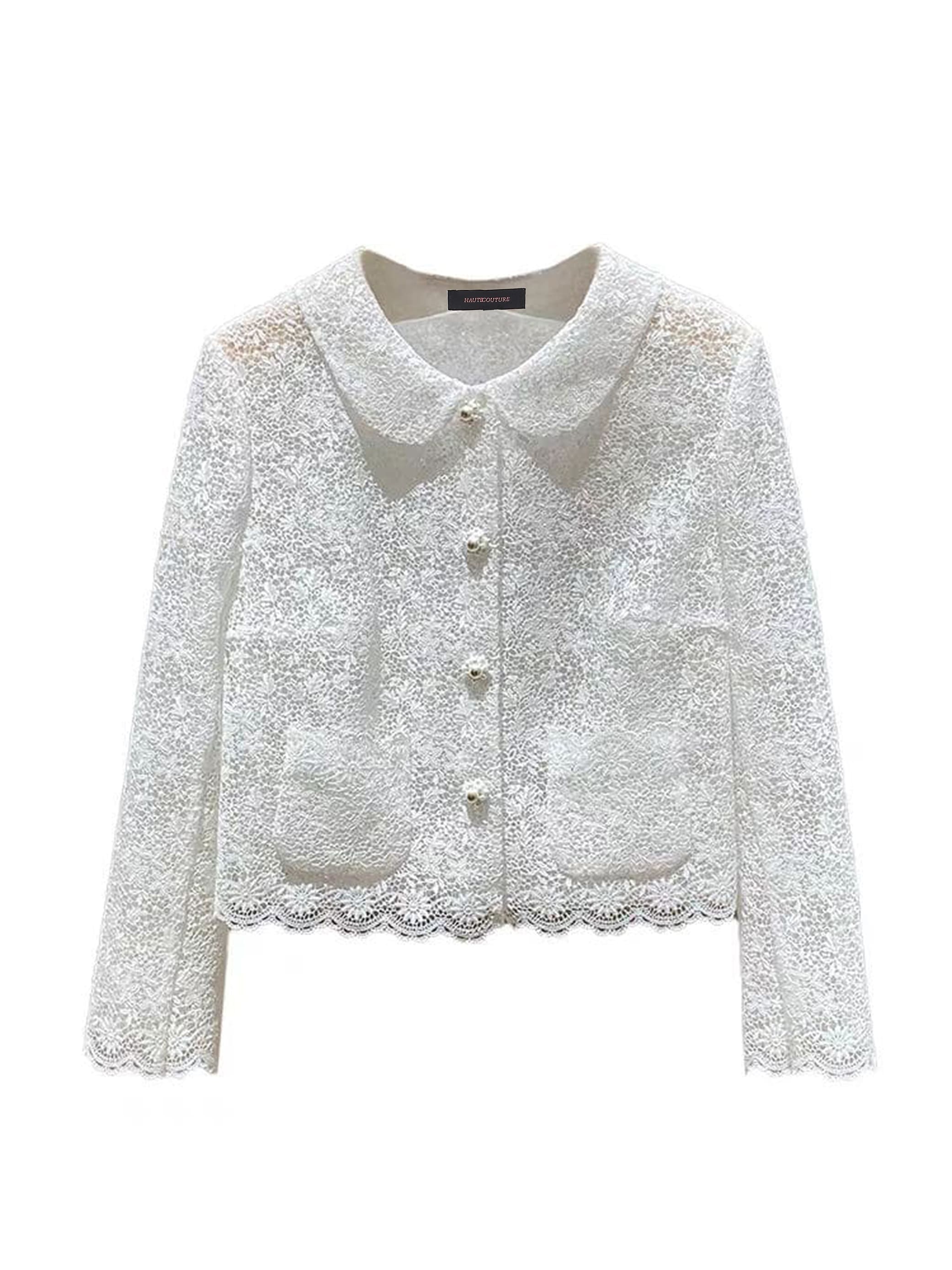 Hautecouture White Lace Short Coat Resort Wear
