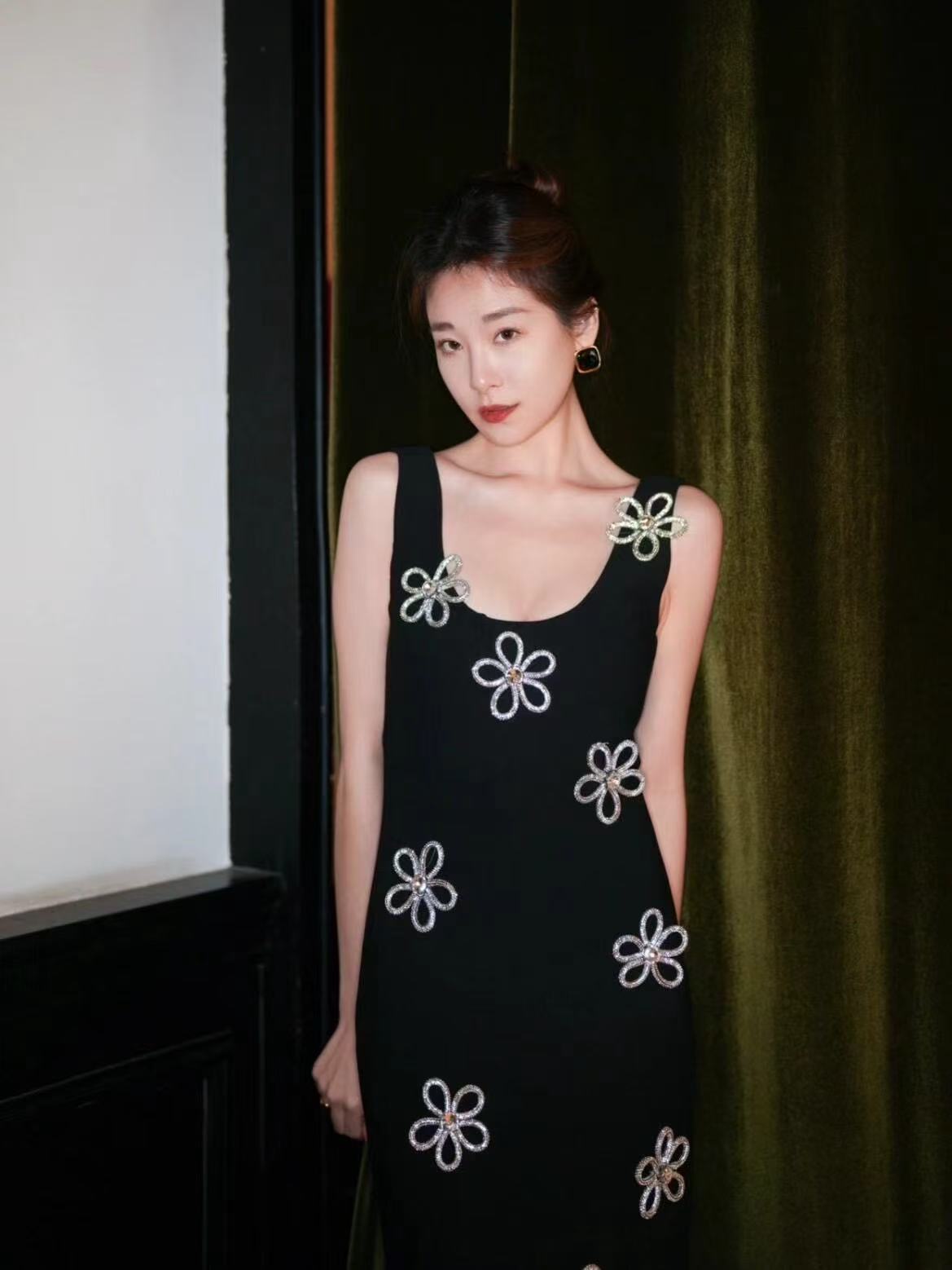 Black Floral Midi Dress