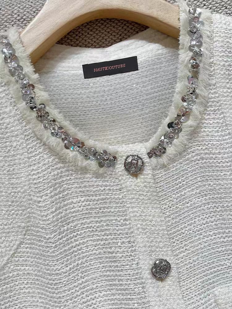 White Short Tweed Vest