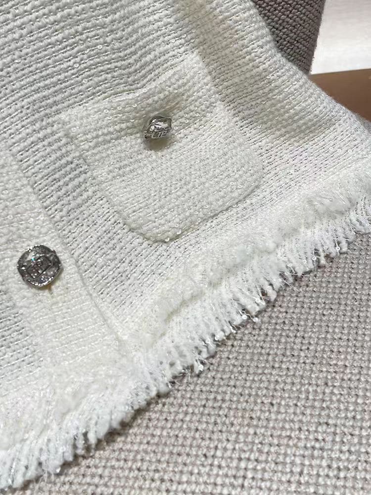 White Short Tweed Vest