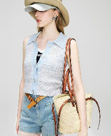 Blue striped hort top