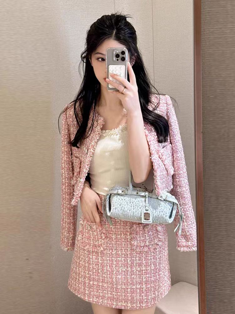 Pink Tweed Jacket Women