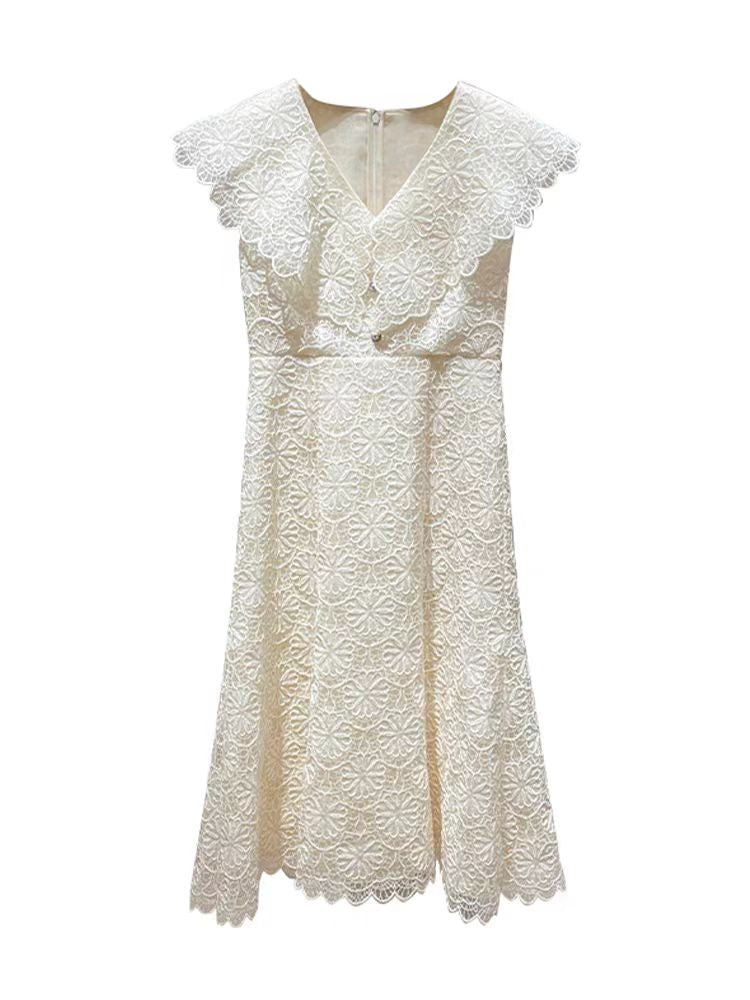 Women's V-Neck Lace Embroidery Dress