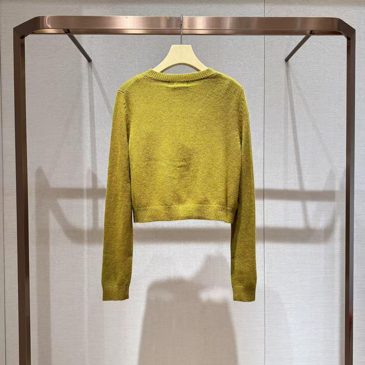 Hautecouture Mustard Glow Cropped Knit Cardigan
