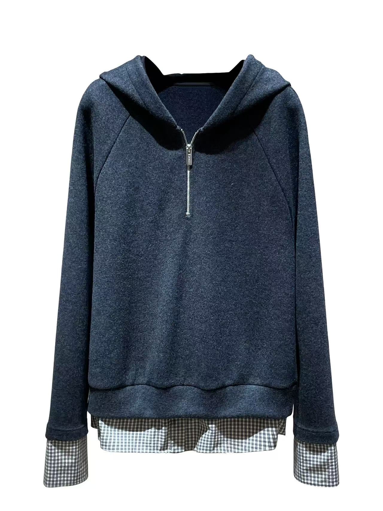 Hautecouture Wool Blend Half-Zip Hoodie
