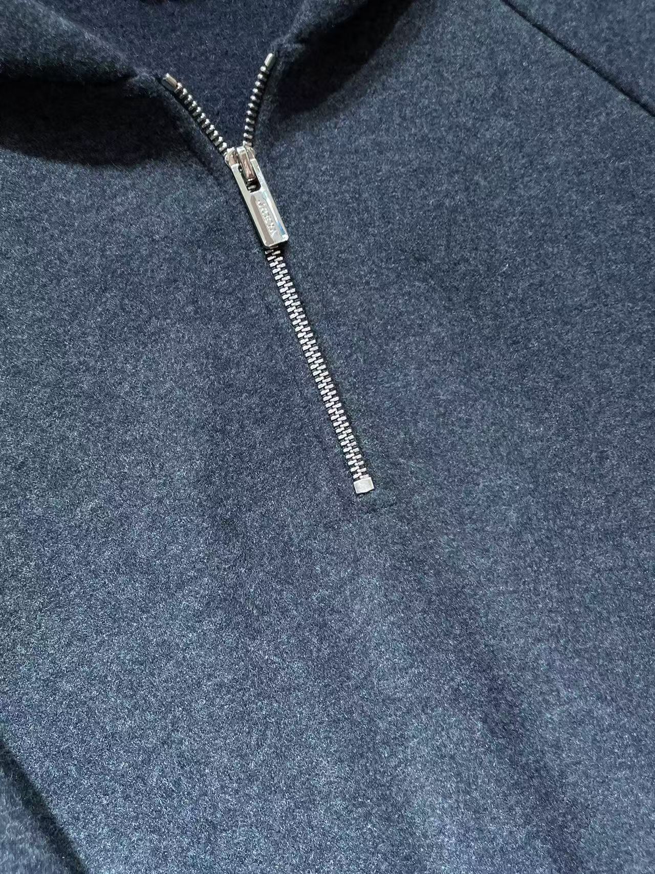 Hautecouture Wool Blend Half-Zip Hoodie