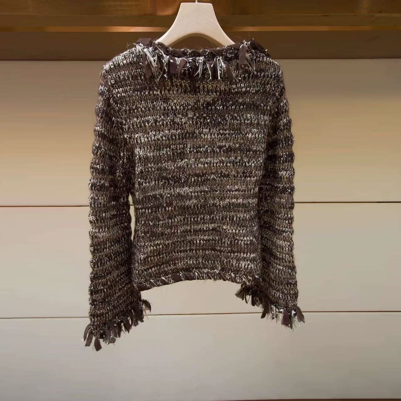Hautecouture Winter Fringed Knit Cardigan