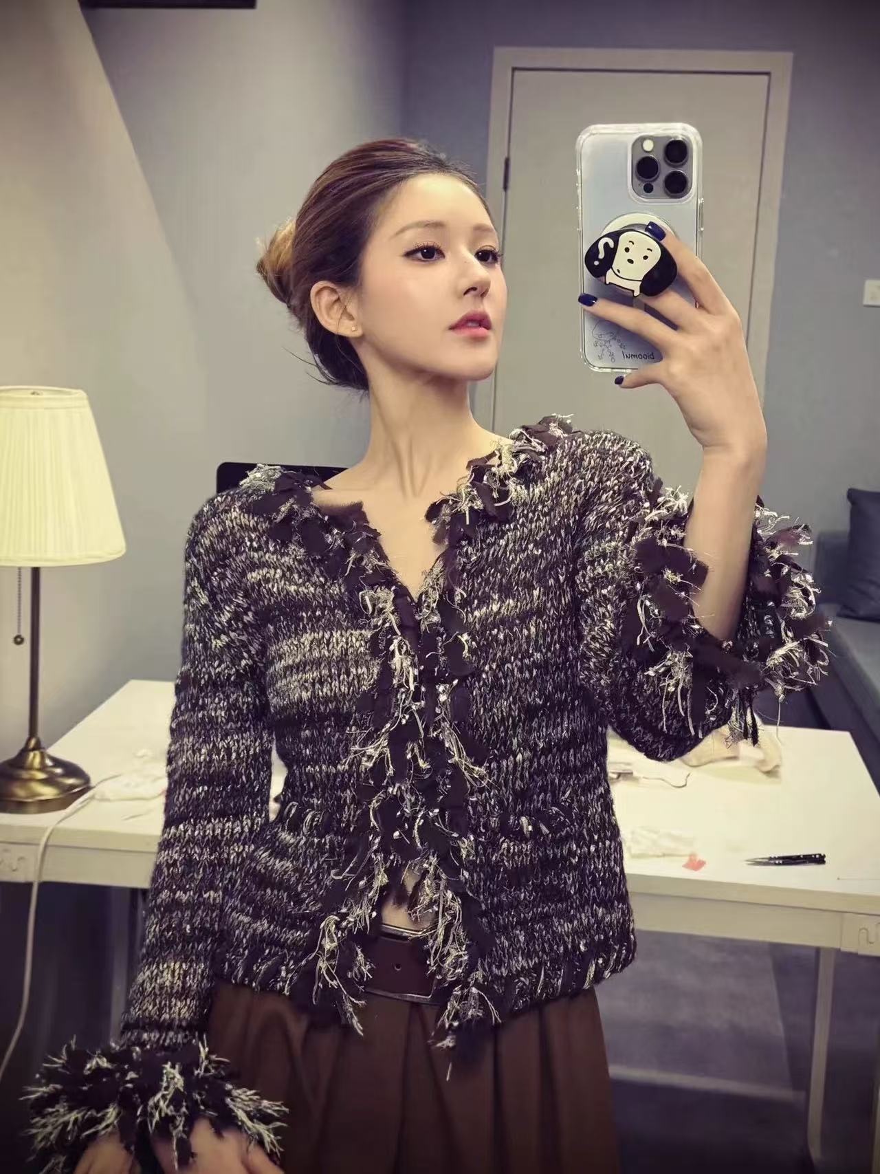 Hautecouture Winter Fringed Knit Cardigan