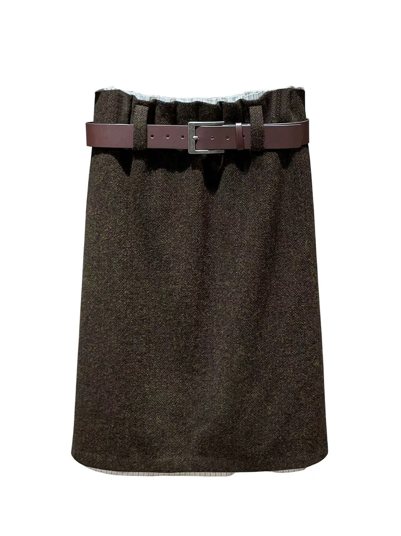 Hautecouture High-Waist Cotton Wool Midi Skirt