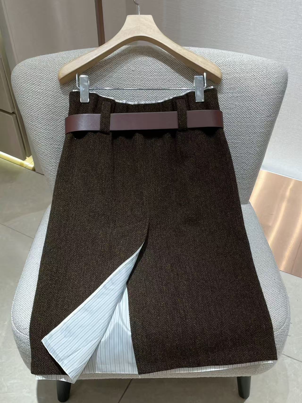 Hautecouture High-Waist Cotton Wool Midi Skirt