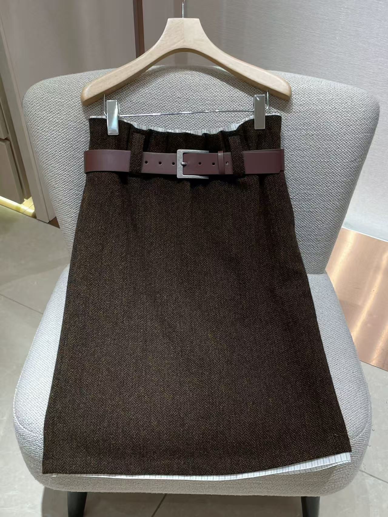 Hautecouture High-Waist Cotton Wool Midi Skirt